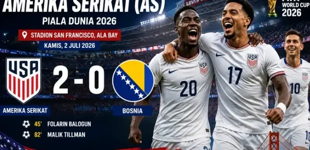 Tuan Rumah Perkasa, Amerika Serikat Tundukkan Bosnia 2-0